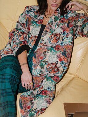 Lala Original Designs Scorpio Coat in Wild Soul Jacquard, size L/XL.